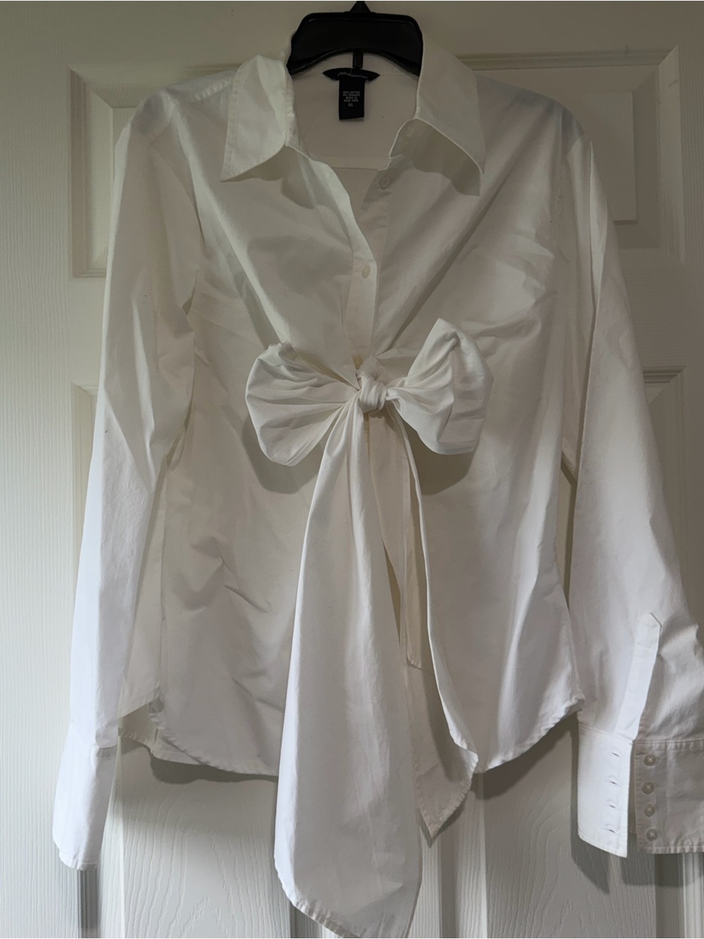Moda International White Tie-Front Button Down Shirt